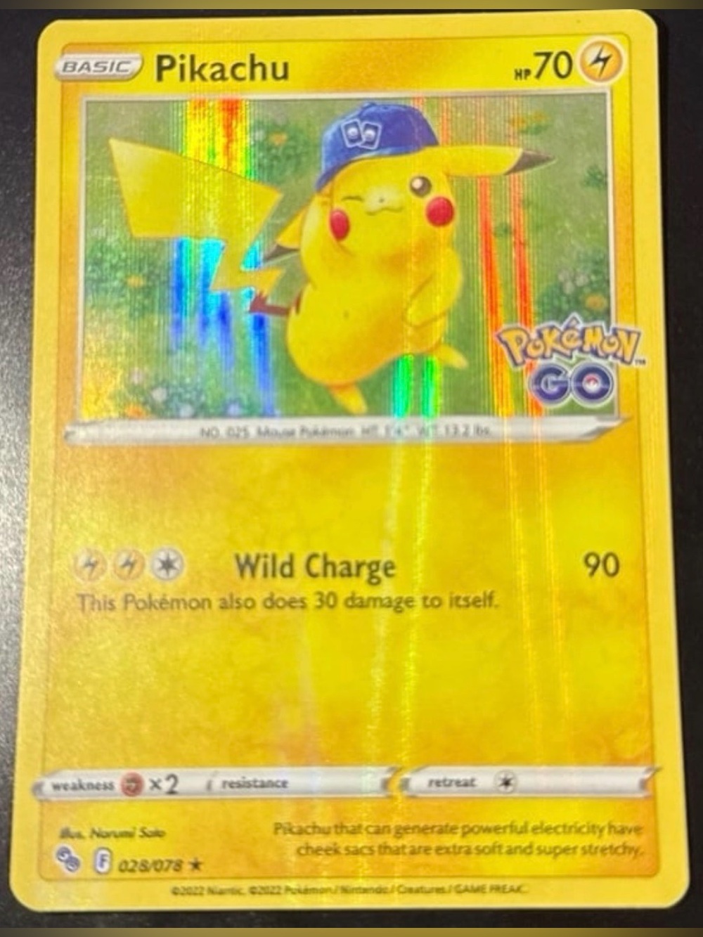 Pikachu Pokémon Go 28/78 Stamped Rare year 2022 Full art Holofoil LP Nintendo